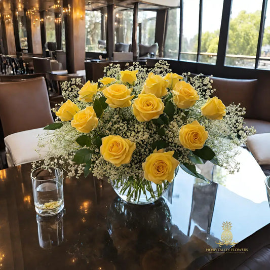 Designer Premade Dozen Yellow Roses Bouquets 