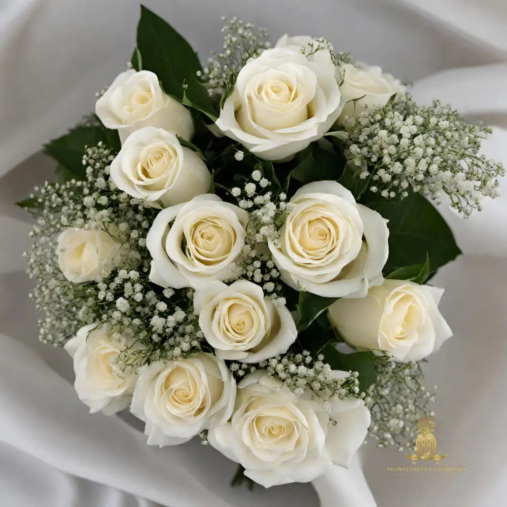 Designer Premade Dozen White Rose Bouquets Bou