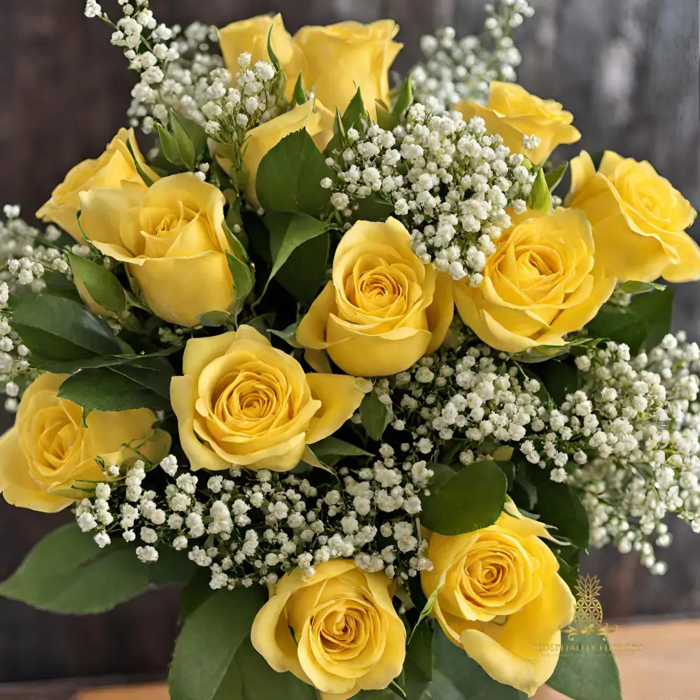 Designer Premade Dozen Yellow Rose Bouquets Bou